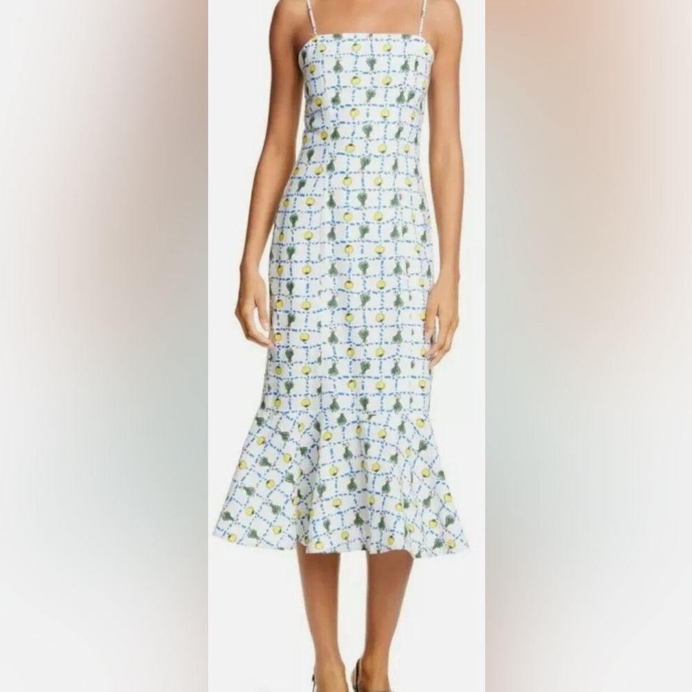 Staud White and Yellow Summer Linen Dress